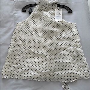 Zara Polka Dot Tie-Back Halter Top - White with Black Dots, NWT